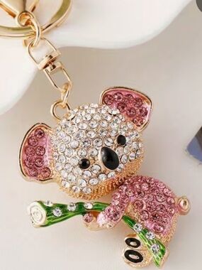 Crystal Pink Koala Keychain Charm